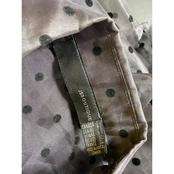 JS Boutique Sheer Black Polka Dot Blouse Ruffled Size 4 Top Shirt Goth Vamp Luxe - Picture 6 of 8